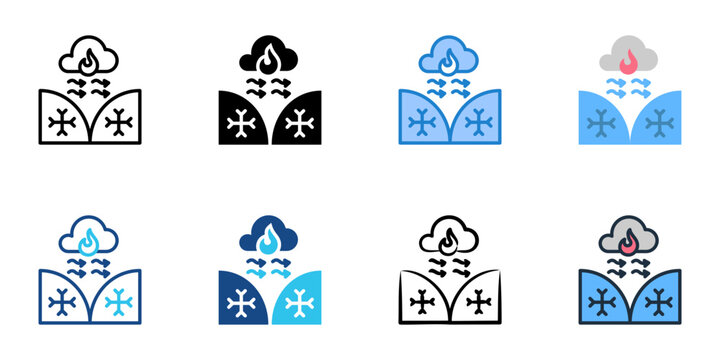 Occluded front icons set multiple style collection. Editable stroke 
