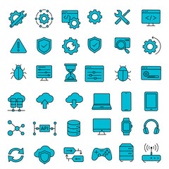 Blue Technology Filled Icons Collection for App Interface and IT Projects