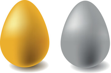 gold and silver egg on transparent background