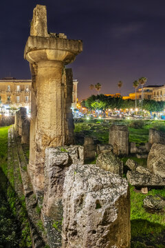 Temple of Apollo ruin. Syracuse, Sicily, Italy