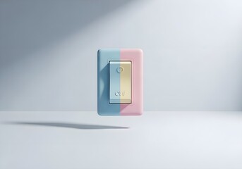 Pastel DualTone Light Switch Floating Against Minimalist White Background, Symbolic of Choice or Transition