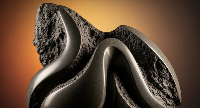 Sculpted Stone Fusion: Abstract Artistic Expression with Brown Background