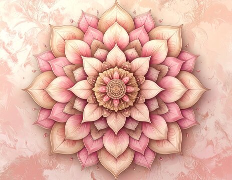 Detailed floral mandala artwork inspired by bohemian patterns, layered petals and orn