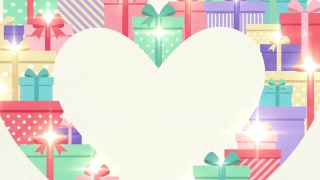Heart shaped gifts composition on light background