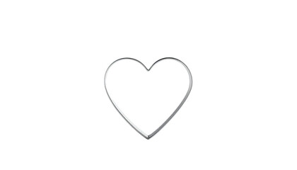 A shiny silver heart outline on a stark black background, symbolizing affection and love