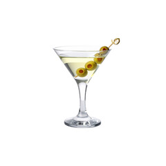 A chilled martini glass, filled with a refreshing alcoholic drink, is garnished with a bright cherry, fresh lime, and thin lemon slices against a white background