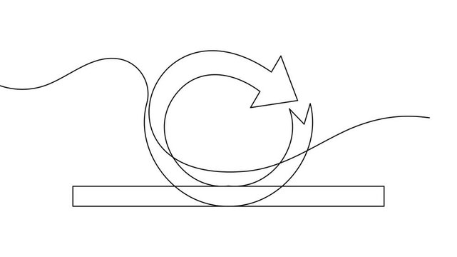 Data agility sprint continuous one line drawing on white background focusing on fast adaptation and modern business 4k animation video