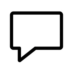 A simple black and white illustration of a speech bubble on a clean background