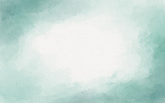 Abstract vintage aqua background with deep watercolor swirls,central light and vignette edges,evoking tropical ocean depths.Painted with soft gradients for travel branding,spa themes,coastal design