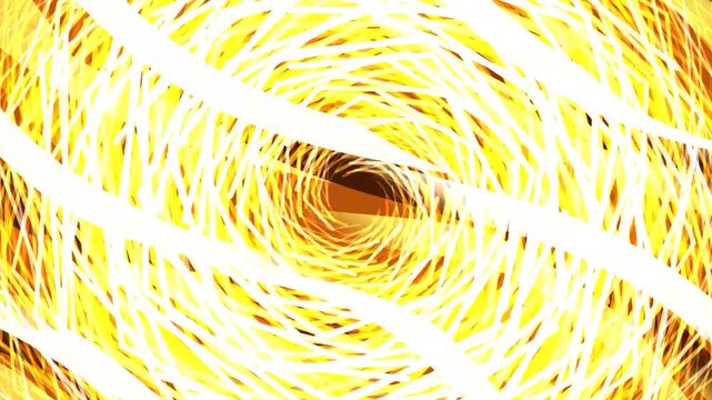 Abstract circular light trails in a vibrant yellow pattern with radiant glow and motion.