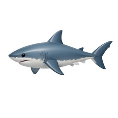 Naklejka premium A sleek grey shark swims forward with sharp fins and a streamlined body, symbolizing power and the predatory nature of the deep blue sea.