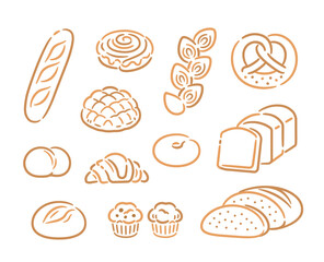 Vector illustration of 11 types of bread