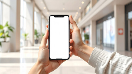 Hands Holding Smartphone Mockup for Mobile Banking and Fintech Concept