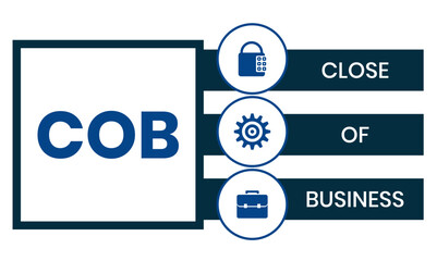 COB - Close of Business acronym. business concept background. vector illustration concept with keywords and icons. lettering illustration with icons for web banner, flyer, landing page