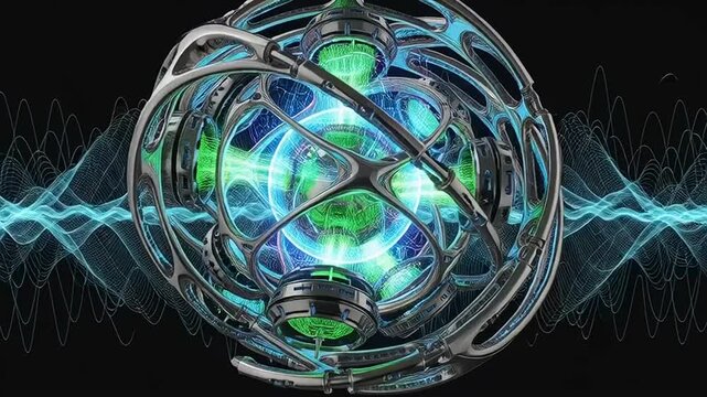 Futuristic Abstract Energy Core with Wave Patterns.