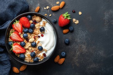 Healthy yogurt bowl with berries and granola