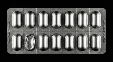 Empty Silver Blister Pack of Medicine Tablets