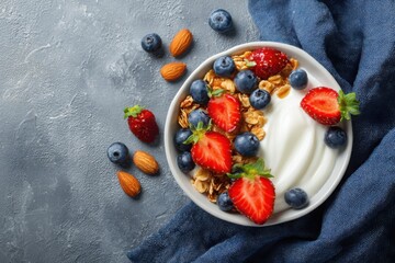 Healthy yogurt bowl with berries and granola