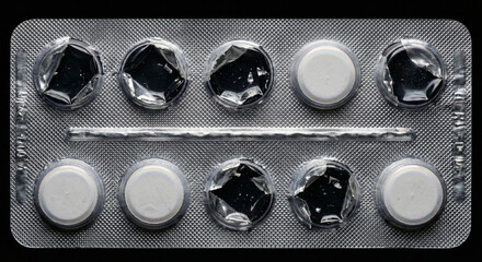Empty Silver Blister Pack of Medicine Tablets