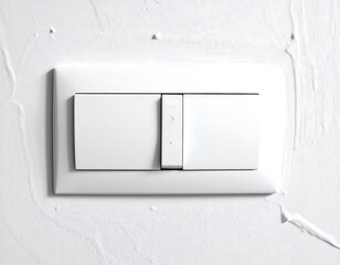 A close-up of a white light switch on a wall