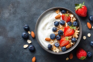 Healthy yogurt bowl with berries and granola