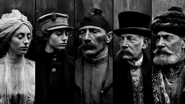Early twentieth century group portrait showing men and women in period clothing reflecting social roles traditions and collective identity preserved through archival photography