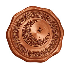Copper Seal with Arabic Calligraphy and Crescent Moon Symbol stamp