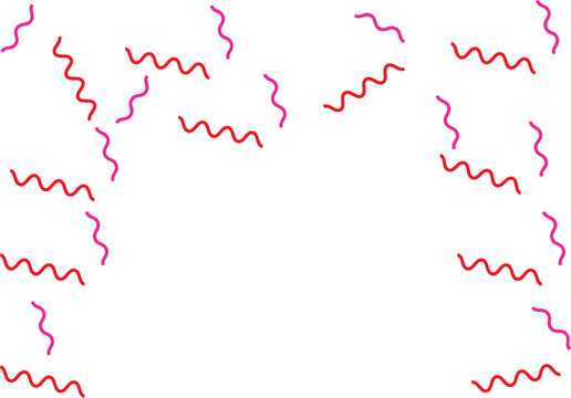 Abstract Red Squiggles on White | Scattered Wavy Lines Background | Dynamic Curly Shapes Pattern | Minimalist Wiggle Design