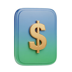 Golden dollar sign on a blue to green gradient background symbol currency