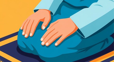 Person meditating in serene environment, illustration