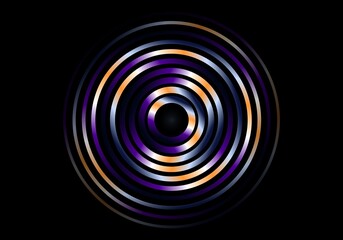 Futuristic Abstract Concentric Circles with Purple and Orange Metallic Gradient