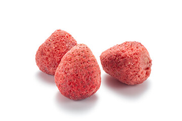 Freeze dried strawberry isolated on white background