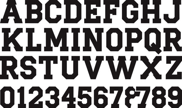 Bold Black Alphabet and Number Characters on White Background