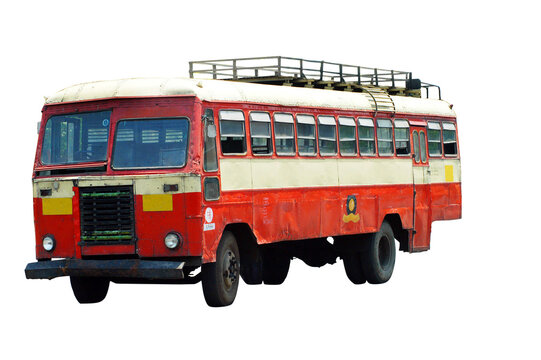 red bus isolated on white