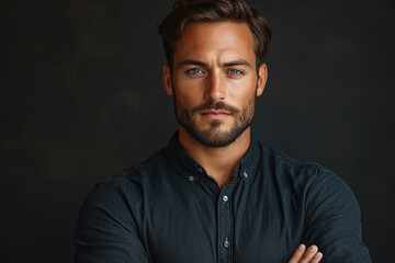 Fototapeta premium The Power of Confidence in a Strong Man's Stance
