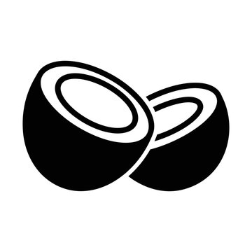 coconut half cut glyph icon