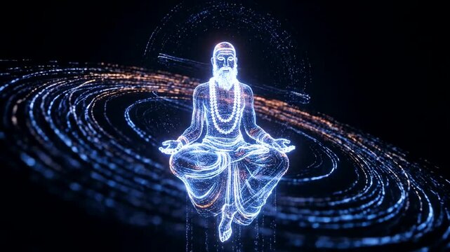 Meditating Figure in Cosmic Swirl.