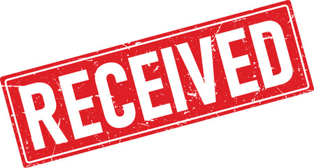 Red Rubber Stamp With the Word Received in White Text on a White Background