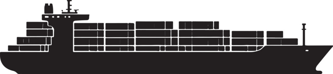 Ship Silhouette Side View Cargo Vessel Maritime Transport Black Vector