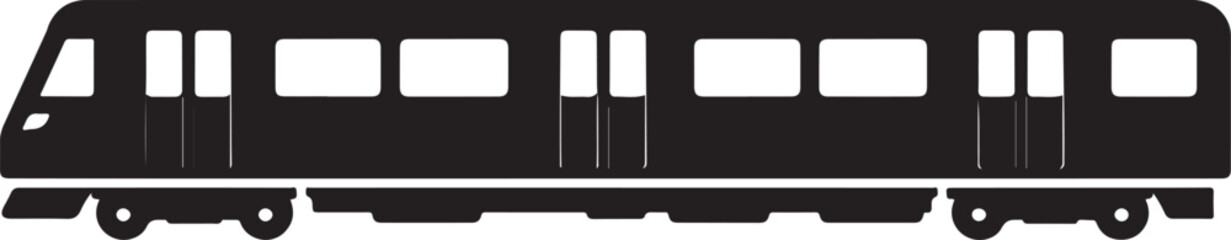 Subway Train Silhouette Side View Public Transit Black Vector