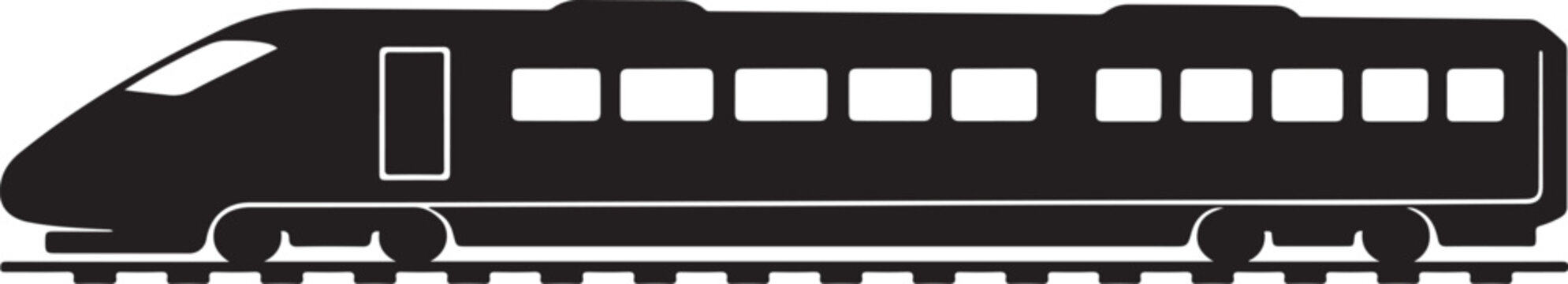 Train Silhouette Side View Railway Transportation Black Vector