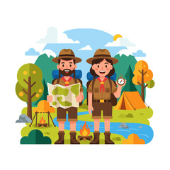 Happy family enjoying vacation at garden beach