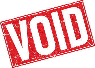 Red Distressed Void Stamp on White Background Angled for Emphasis