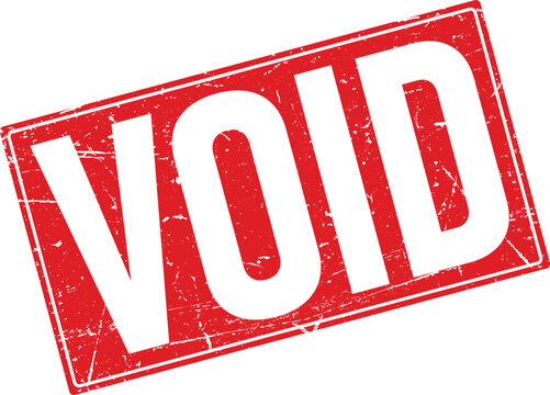 Red Distressed Void Stamp on White Background Angled for Emphasis