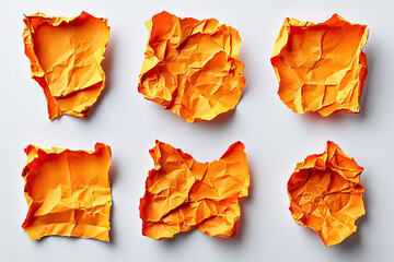 Naklejka premium Conceptual Design With Crumpled Orange Paper on White Background
