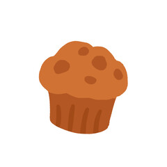 Bakery and pastry icons set. Patisserie assortment. Croissant, baguette, roll, bun and cookie, muffin, sourdough bread. Flat vector illustration isolated on white background