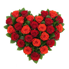Obraz premium Vibrant heart-shaped bouquet of red roses isolated on transparent background