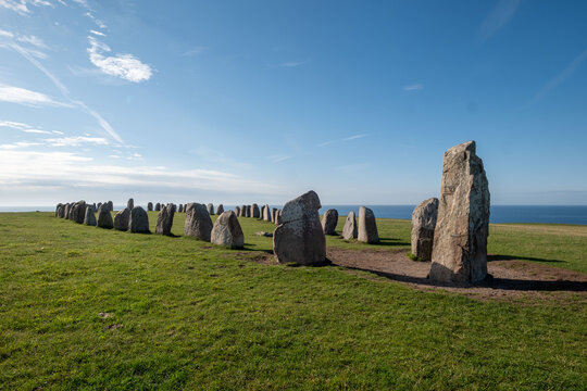 Ales Stenar megalithic site in Sk&aring;ne, Sweden
