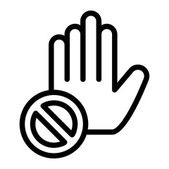 Restricted access stop hand line icon
