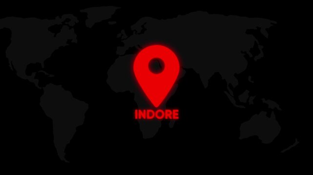 Glowing Red Map Marker on Map Highlighting Indore India Location red marker